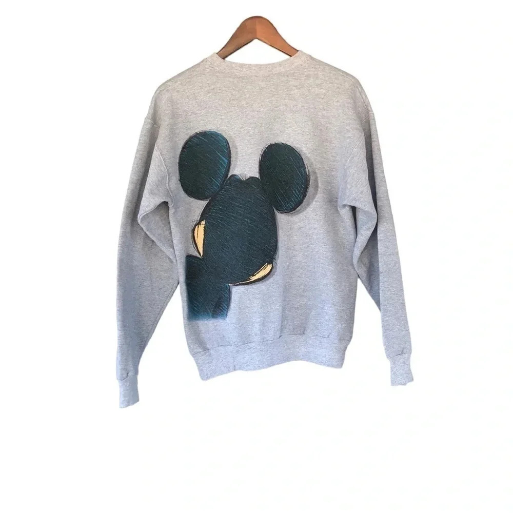 Rare Vintage Disneyland Resort Heather gray Mickey Mouse Crew Neck sweatshirt - Picture 7 of 10